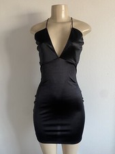 NWT WINDSOR BLACK SATIN BODYCON DRESS - Sz M