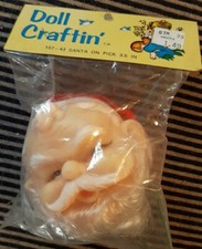New Vintage Doll Craftin' Accessories Christmas Santa Claus heads on pick 3.5"