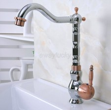 Chrome Antique Red Copper Kitchen Basin Mixer Water Tap Sink Faucet Swivel Spout