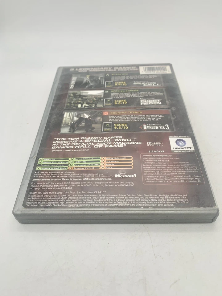 Tom Clancy's Classic Trilogy (Microsoft Xbox, 2003) Fully Tested No Manual - Image 3 of 4