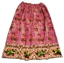 VTG 70s Floral Maxi Skirt Womens M Pink Mod Boho Hippie Hawaiian Beachy Vacay