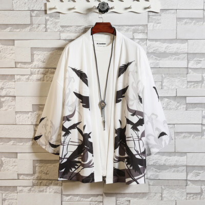 Men Kimono Jacket Cardigan Robe Sun Protection Clothes Thin Cloak Outdoor  Coat