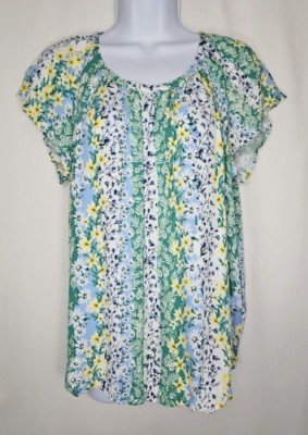 Faith & Zoe Women s Floral Lightweight Short Sleeve Blouse Size Small NWT