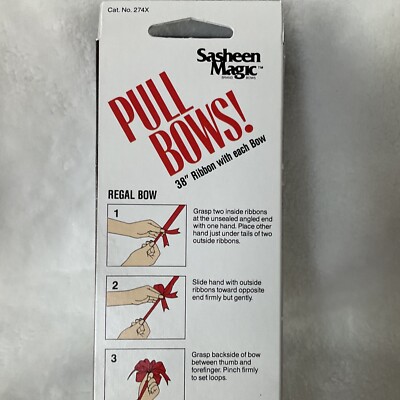 3M 1992 Vintage Sasheen Magic Pull Bows 1 Package of 5 Bows-Red