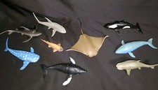 Mixed Lot Of 9 Ocean Animals, Sharks, Whales, Cownose Ray, Science, Educational