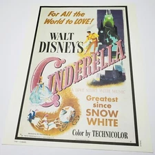 Cinderella Poster Authentic Disney Movie Print Princess Castle Prince 11x14