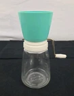Vintage Federal Housewares Chicago Nibot Glass Nut Grinder Turquoise, VG+