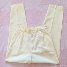 Vintage Yellow Pleated Trousers High Waisted Tailored Pants Women's Small Slacks