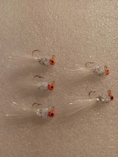 Smoo's Custom Jigs (5) 1/100th Oz. Bluegill/Trout Bugs White Silver *1075