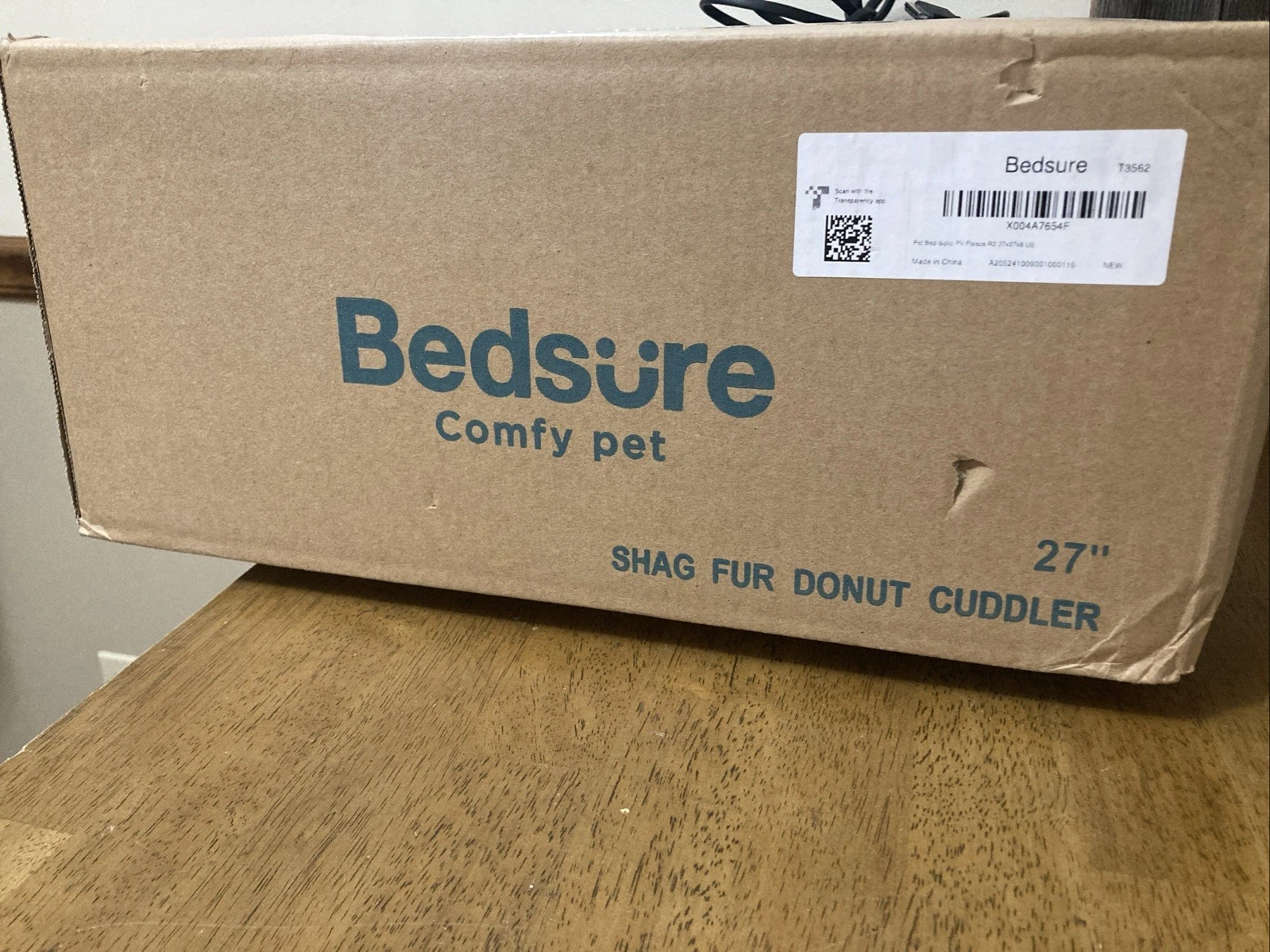 Bedsure Comfy Pet Bed Shag Fur "27 Donut Cuddler Plush