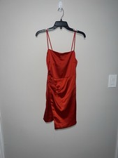 Red satin mini dress Zara Small  #3937