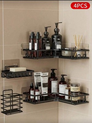 4PCS Heavy-Duty Corner Shower Shelf Set Rustproof Bathroom Wall Organize De