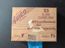 Vintage Rico Bb Bass Clarinet Reeds Strength 1 1/2 NOS Box of 25
