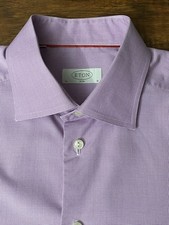 Eton Mens Purple Work Dress Shirt Slim Fit Button Up Collared Size 16 41