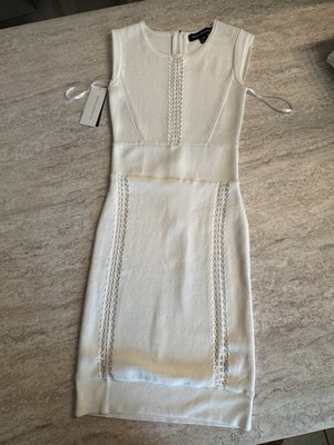 French Connection Bodycon Mermaid Midi Dress NWT Ivory Lurex Knit Size 4 71EEL
