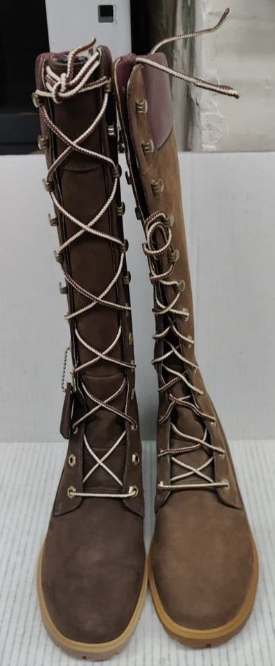 Botas Timberland 14 pulgadas de cera ancha para mujer talla 7 hasta la rodilla zapatos de cuero premium Foto 3 de 4