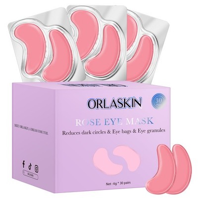 Pink Rose 24K Gold Under Eye Gel Patches Collagen Hyaluronic Acid 30 Pairs