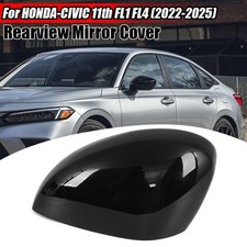 Gloss Black Left Driver Side Mirror Cover Cap For Honda Civic 2022-UP No-Signal