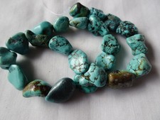 11 3/4" Strand Turquoise Nugget Stone Beads 12-16mm Long A673 DNG