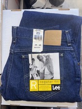 Vintage Mens Lee Regular Fit Straight Leg Jeans 34x30 Medium Blue Denim NEW