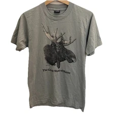 Vtg 80s Screen Stars Best Maine Moose Single Stitch T Shirt Small 1985 USA Made