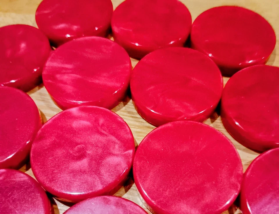 Artistic Pearlized Large 1.75 Inch Red Tournament Grade Backgammon Checkers - Image 2 of 3