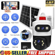 Dual Lens Solar Camera Wireless Outdoor WiFi Night Vision 2-Way Surveillance Cam
