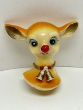 VTG 1960s Light Up Nose Christmas Rudolph Reindeer Pin Brooch NOT WORKING