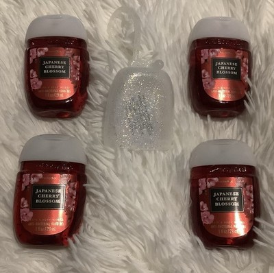 BATH & BODY WORKS HAND SANITIZER (4) JAPANESE CHERRY BLOSSOM W/ FREE HOLDER