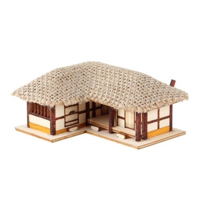 Youngmodeler Hobby Holzmodellbausatz - 1/150 Mini L-Form Reetdachhaus DIY