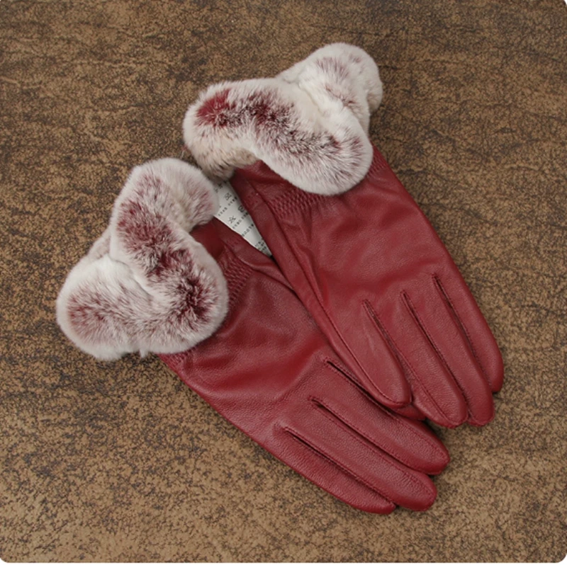 Guantes De Piel Para Mujer Invierno - Lana 100% Pura, Cuero, Puño Elástico, Ajuste Cálido E Impermeable