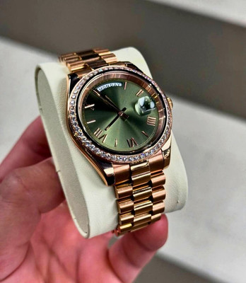 NAUTEIKO  Olive Royal    NH36 Automatic | Green Dial | Diamond Bezel | Rose Gold