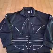 Adidas Black Track Top with Large Logo, Pre-Owned, Men