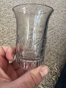 Vtg 4" MOXIE Soda Fountain GLASS Embossed 'Only For Serving Moxie' NO Cracks EXC