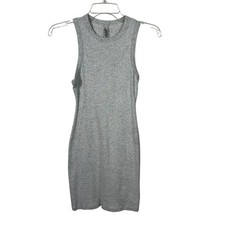 Skims Gray Ribbed Knit Stretch Cotton Rib Sleeveless Tank Dress Small S Minimal