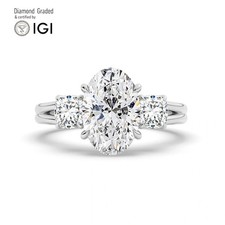 Oval Diamond Trilogy Ring Platinum Labgrown 4 Ct Solitaire