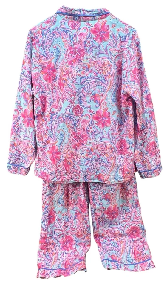 Conjunto de pijama adolescente Lilly Pulitzer X Pottery Barn niñas L Mermaid Cove manga larga Foto 4 de 4