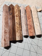 Six Burl Pen Blanks - Ironwood, Amboyna, Afzelia, More!