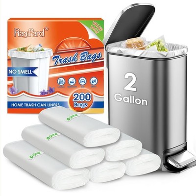 200 Counts 2 Gallon 1.8-2 Gal Small Trash Bags Garbage Bags by