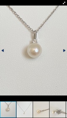 SCH Sterling Silver 925 Cable Chain Pendant Necklace with Round White Pearl