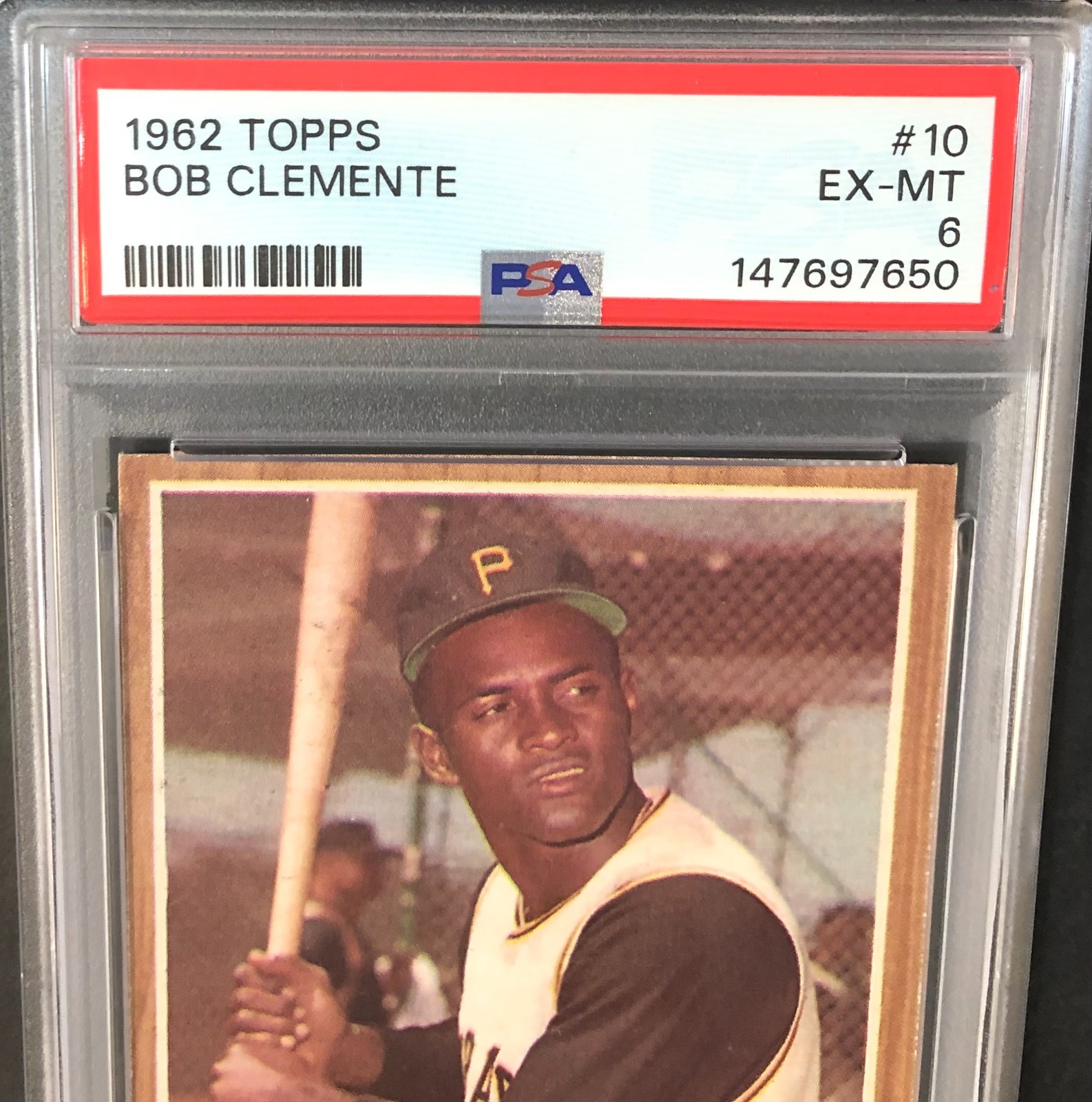 1962 Topps Bob (Roberto) Clemente #10 PSA 6 EX-MT! Nicely CENTERED FRONT & BACK! view 4