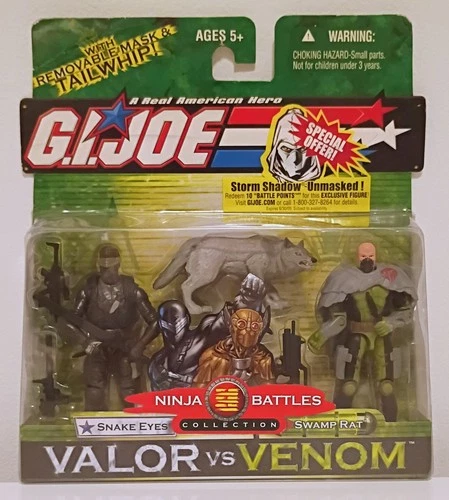 GI Joe Valor Vs Venom Snake Eyes w/ Timber & Cobra Swamp Rat Ninja Battles 2005