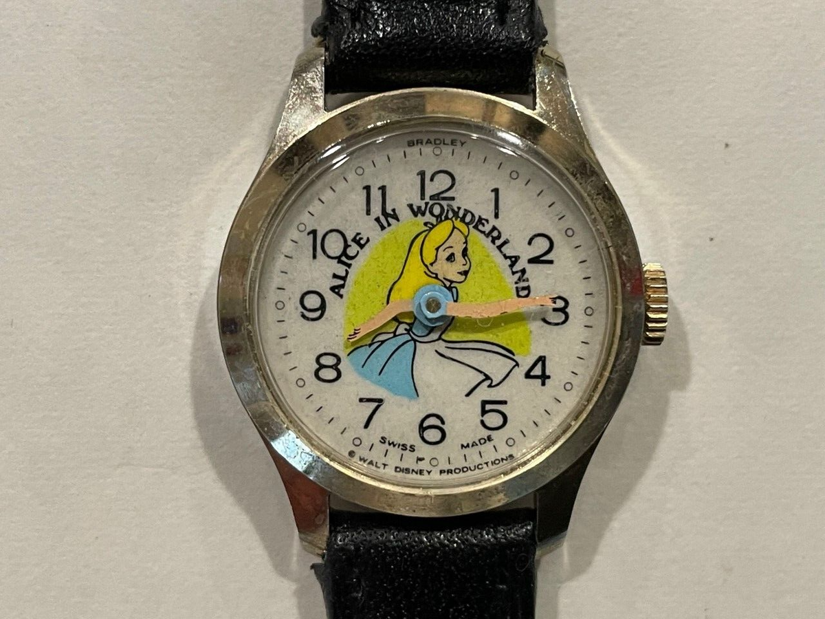 Vintage Disney Bradley Alice in Wonderland Swiss Watch 23 Gold