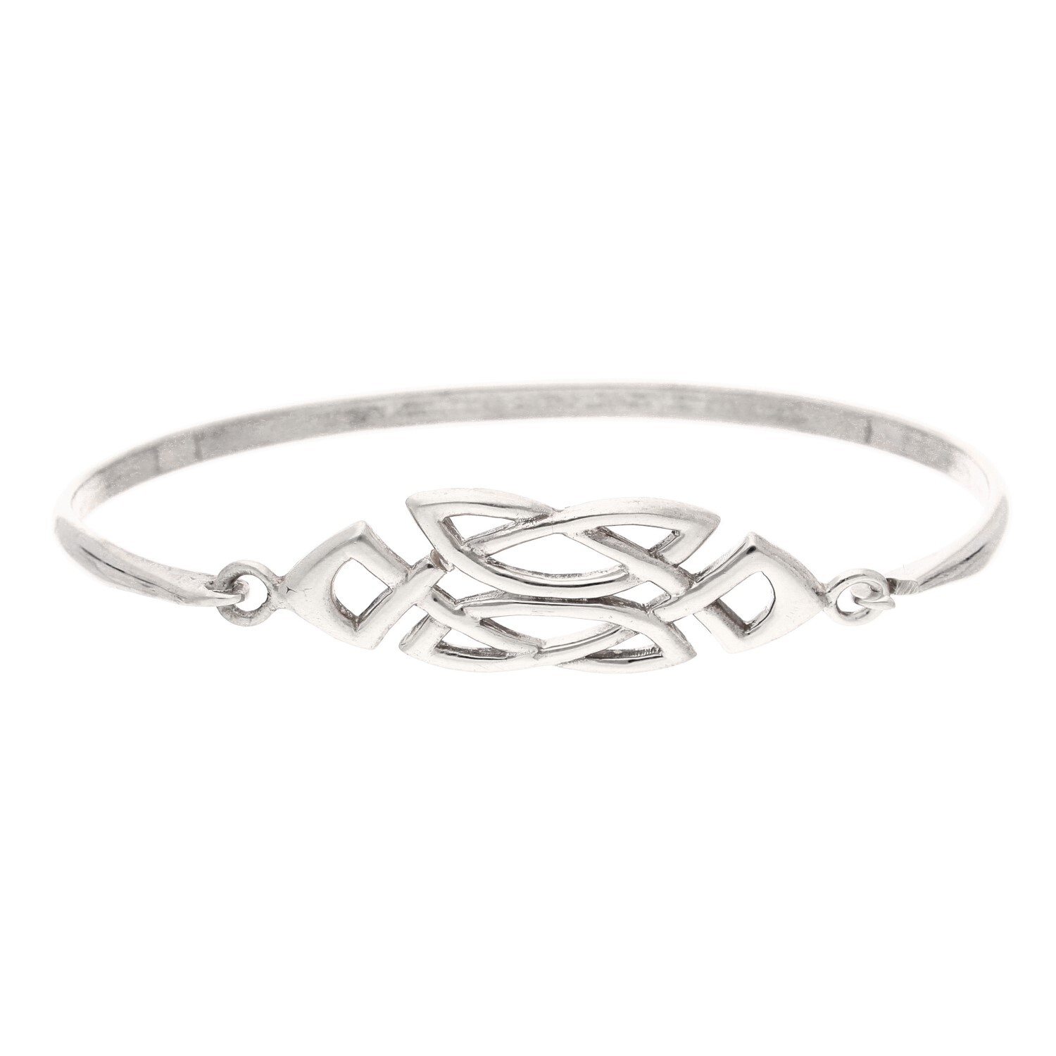 Sterling Silver 7"" Celtic Hook & Loop Bangle (13mm Widest)