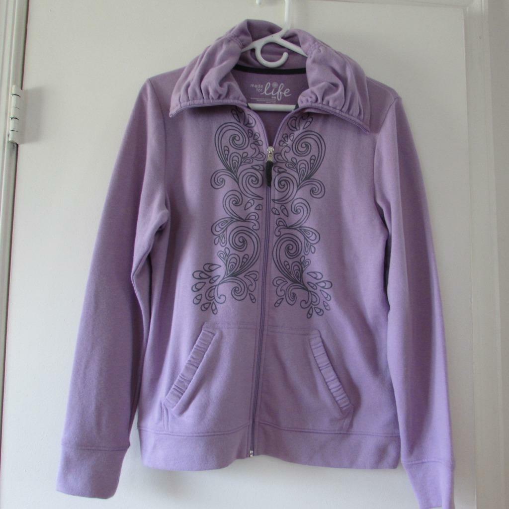 MADE FOR LIFE Lavender Zip Up Jacket w/Scroll Design - Medium