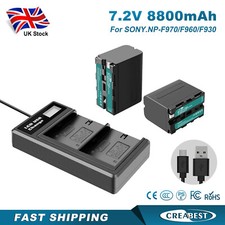 2Pcs 8800mAh 7.2V Battery+Dual Charger For Sony NP-F550 NP-F960 NP-F970 NPF970