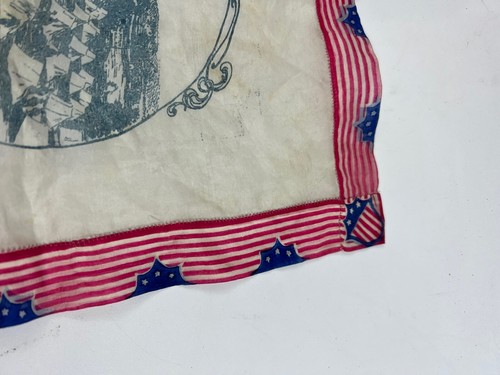 WWI CAMP GREETINGS Silk Handkerchief Flag Star Border w / Poem - Antique - Picture 10 of 12