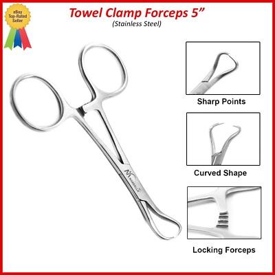 Dental Backhaus Towel Clamp Forceps 5'' Surgical Veterinary Instruments CE