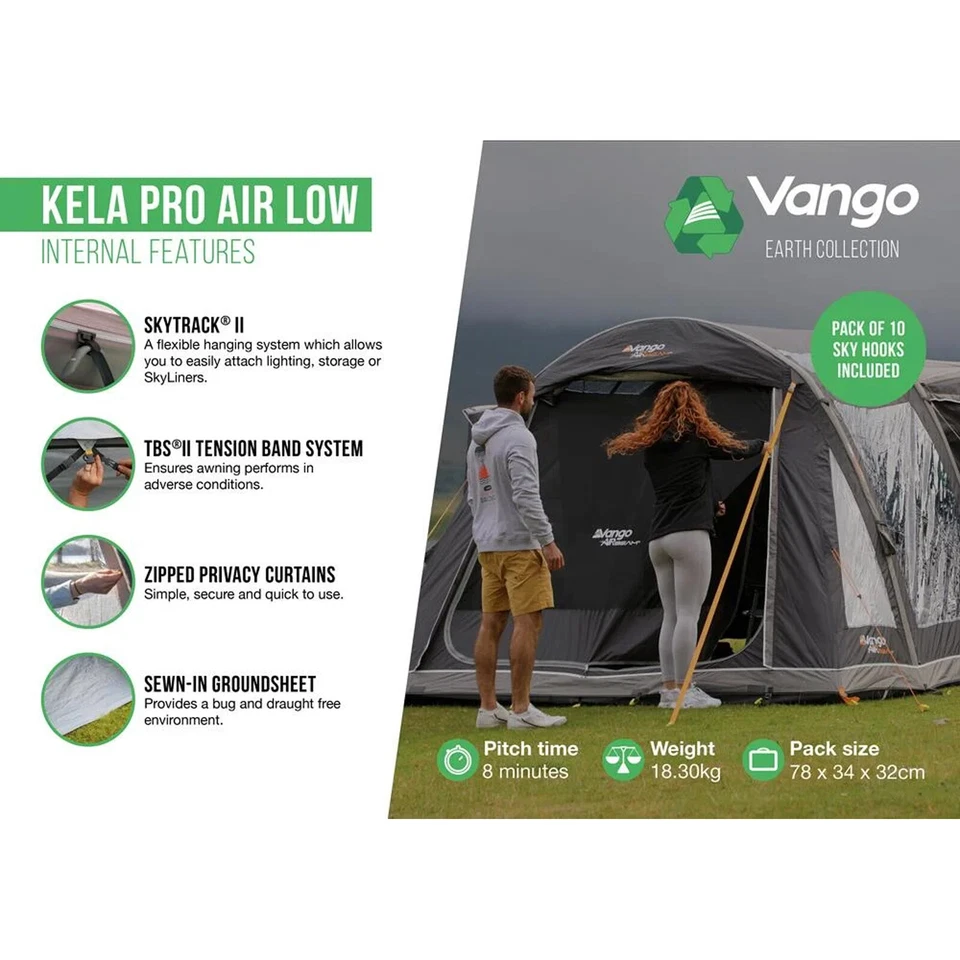 VANGO Bus Vorzelt Kela Pro Air Low Camping Zelt Luftzelt Van Airbeam Aufblasbar - Bild 4 von 4