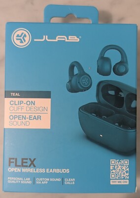 JLab Flex Open Bluetooth Earbuds, Wireless, Clip-On Cuff Design, Fitness & Gym